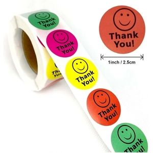 100 pieces smiley 4 colors thank you stickers